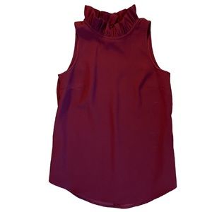 J. Crew Ruffle Neck Plum Sleeveless Top XXS